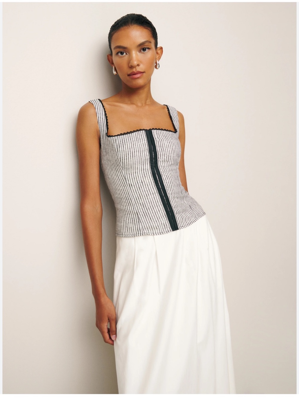 Reformation Tagliatelle Linen Top Vineyard size 6